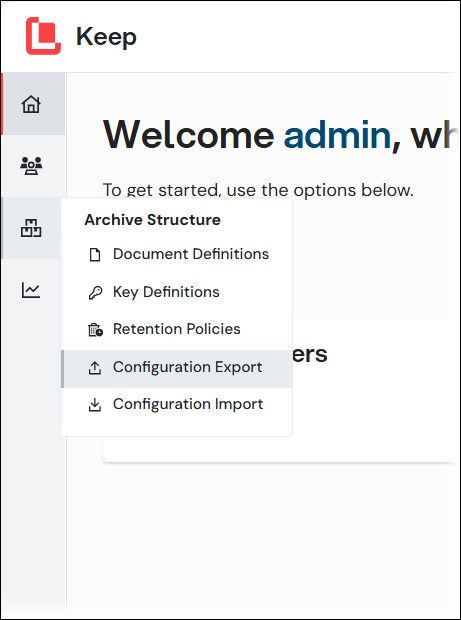 The Configuration Export menu item.